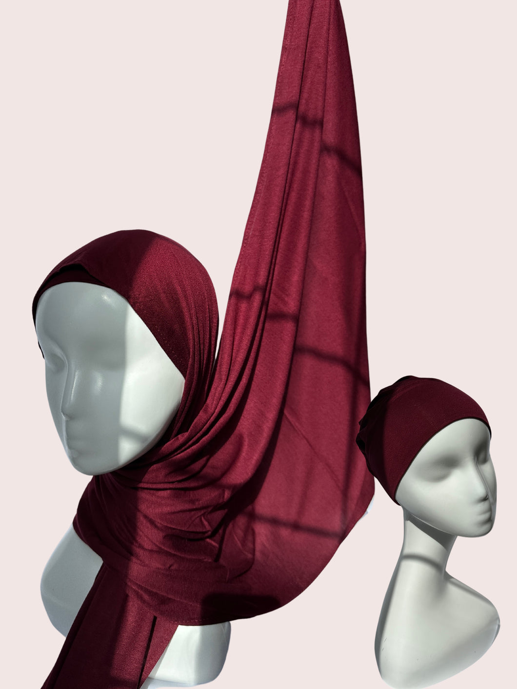 Matching Jersey Hijab with Cap - Red