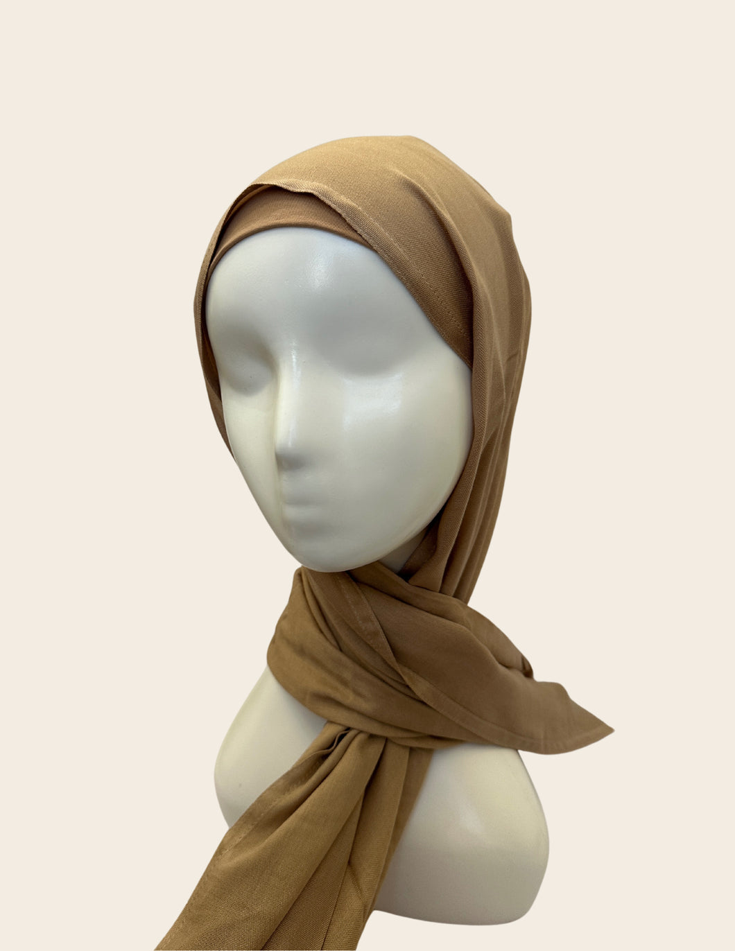 Matching Modal Hijab with Cap - Caramel