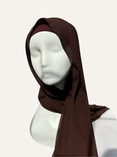 Load image into Gallery viewer, Matching Premium Chiffon Hijab &amp; Cap- Dark brownish maroon
