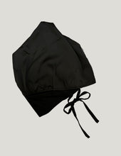 Load image into Gallery viewer, Black Satin Lined-Tie-back Cap
